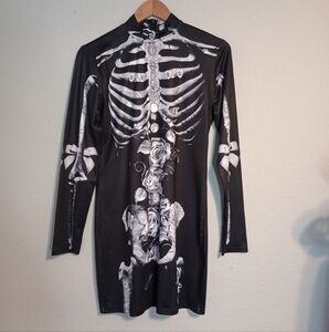 Women's Halloween Rose Skeleton Bodycon Dress Day Of The Dead